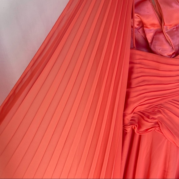 Tony Bowls Evening Gala Coral Chiffon Formal Dress Size 4 - Picture 9 of 14